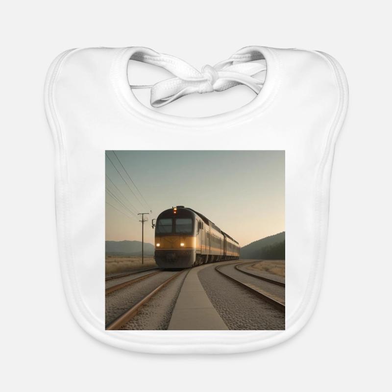 Train at dusk on the tracks Organic Baby Bibs