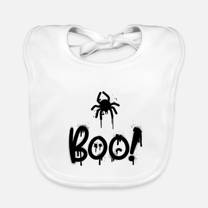 Black composition with spider painted with sprey Organic Baby Bibs