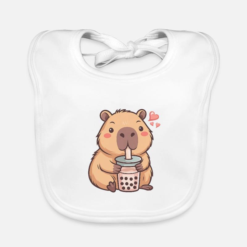 Beaver Bubble Tea Charm Organic Baby Bibs
