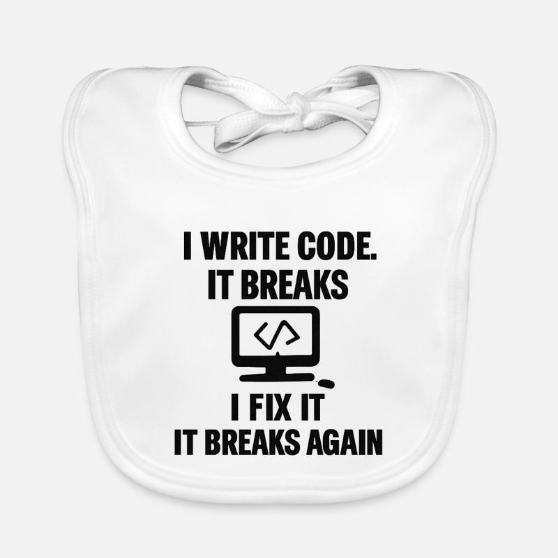 I Write Code – Funny Programmer T-Shirt Organic Baby Bibs