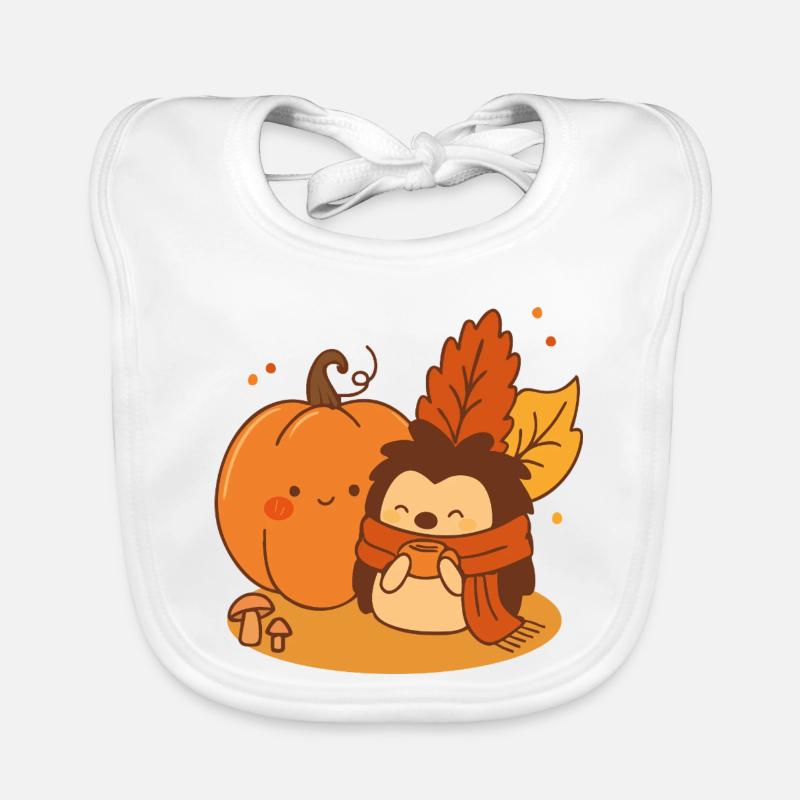Câlins d’automne – Hérisson et citrouille mignons Bavoir bio Bébé