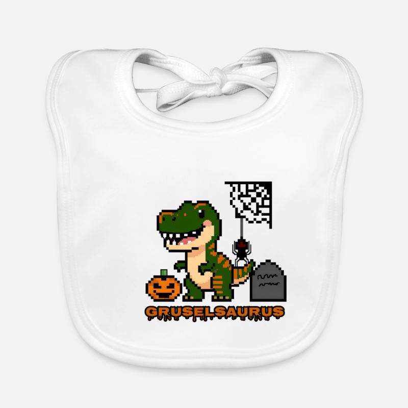 « Gruselsaurus » - Dinosaure Pixel Art 🎃🦖 Bavoir bio Bébé