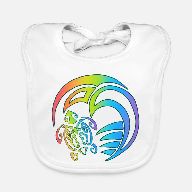 Tortue et océan multicolore Bavoir bio Bébé