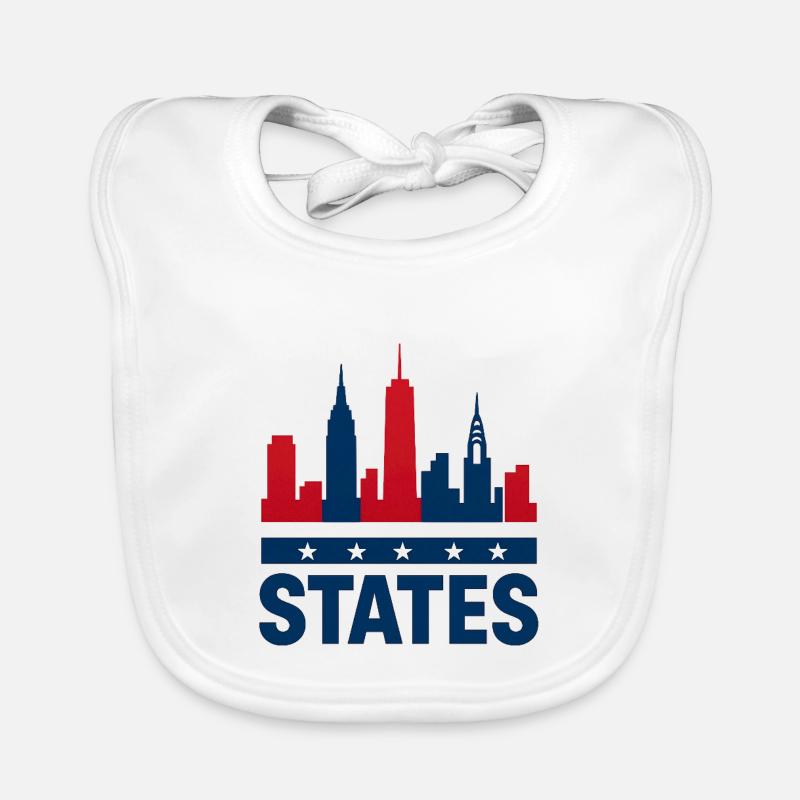 Patriote américain Skyline - Bavoir bio Bébé - blanc