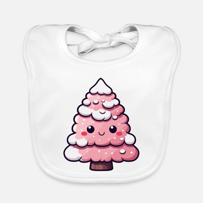 Chibi arbre enneigé rose Bavoir bio Bébé
