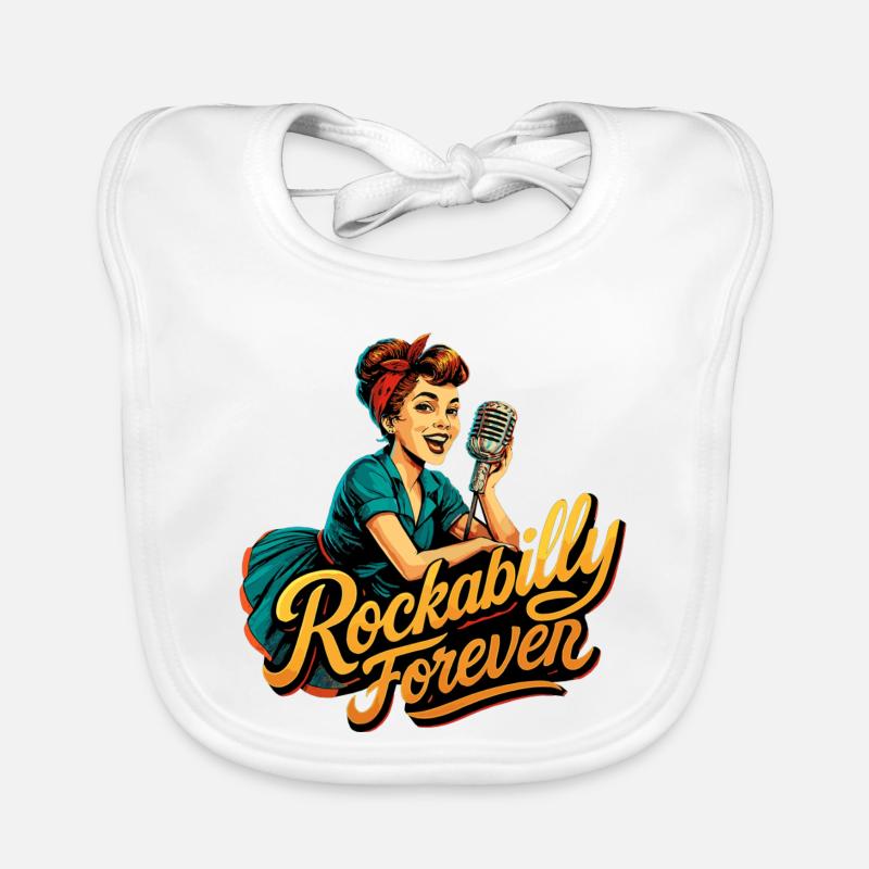 Rockabilly Forever Charcoal Microphone 50s Gift Organic Baby Bibs