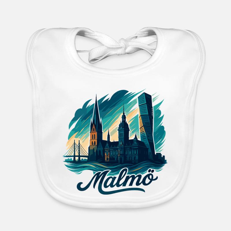 Malmö city Sweden cool maritime gift Organic Baby Bibs