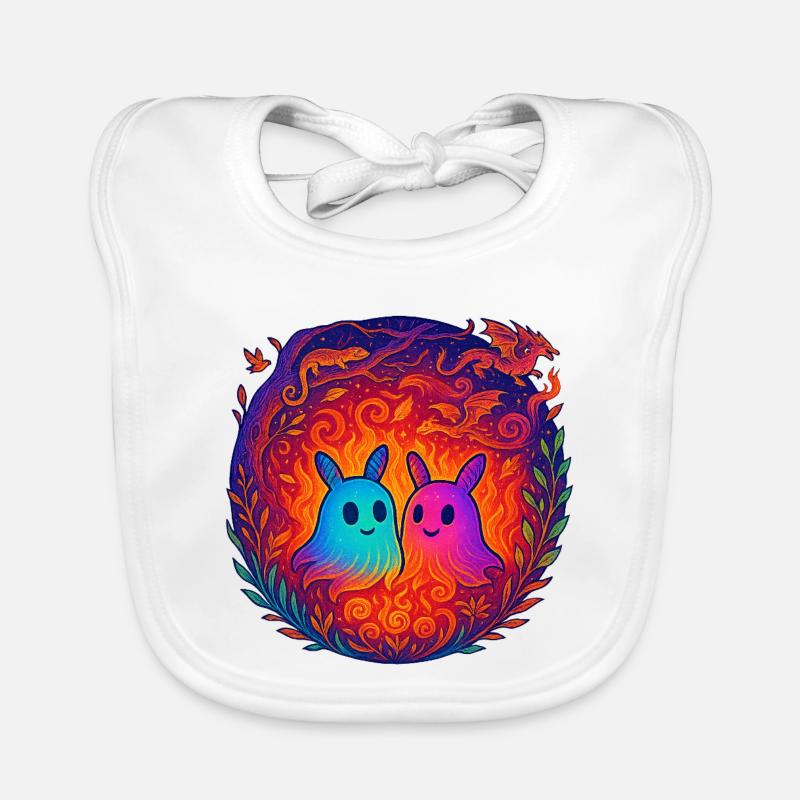Neon Monster in Liebe - Baby Bio-Lätzchen - Weiß