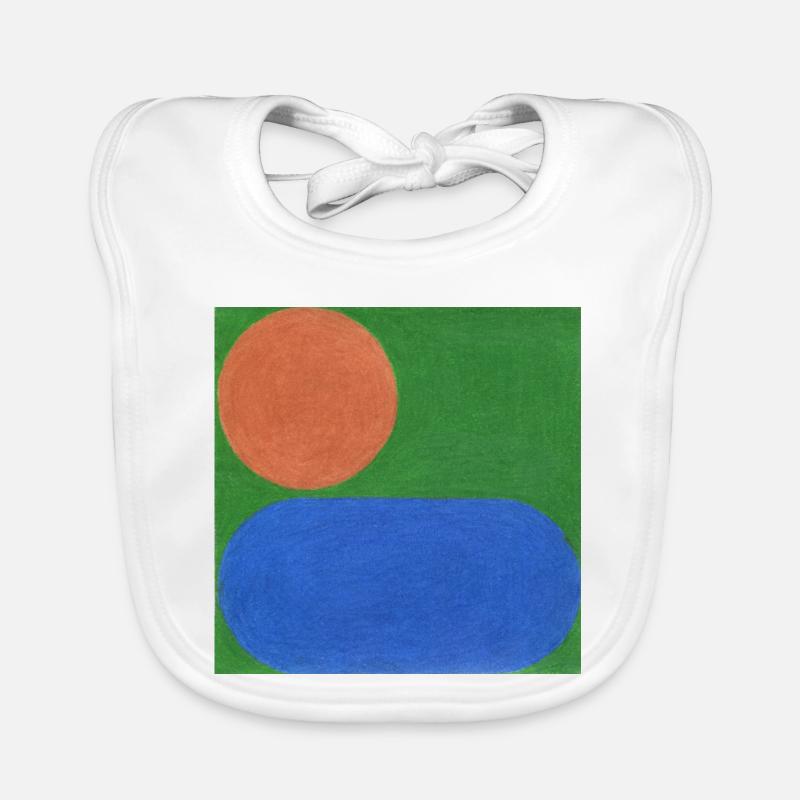 Orange Circle and Blue Rectangle Organic Baby Bibs