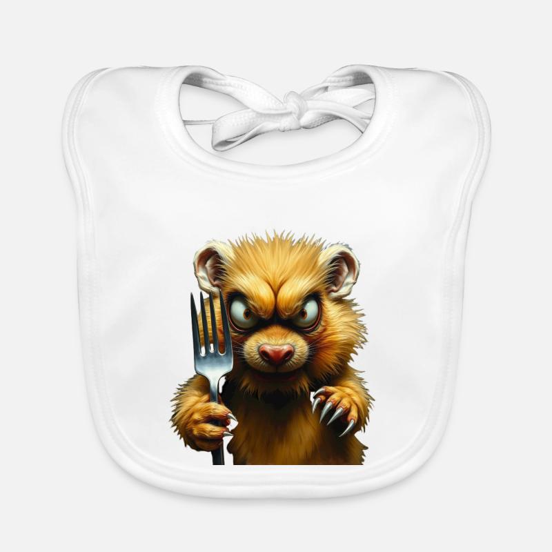 Horror hamster with fork Organic Baby Bibs