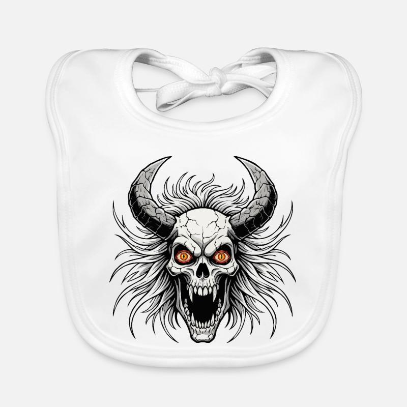 Teufelsschädel mit Hörnern Baby Bio-Lätzchen
