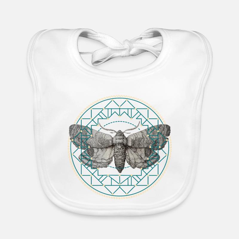 Moth Sacred Geometry Organic Baby Bibs