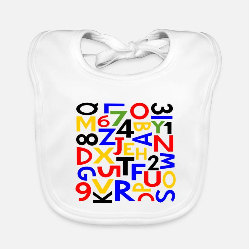 Chiffres et lettres par Cean - Bavoir bio Bébé - blanc