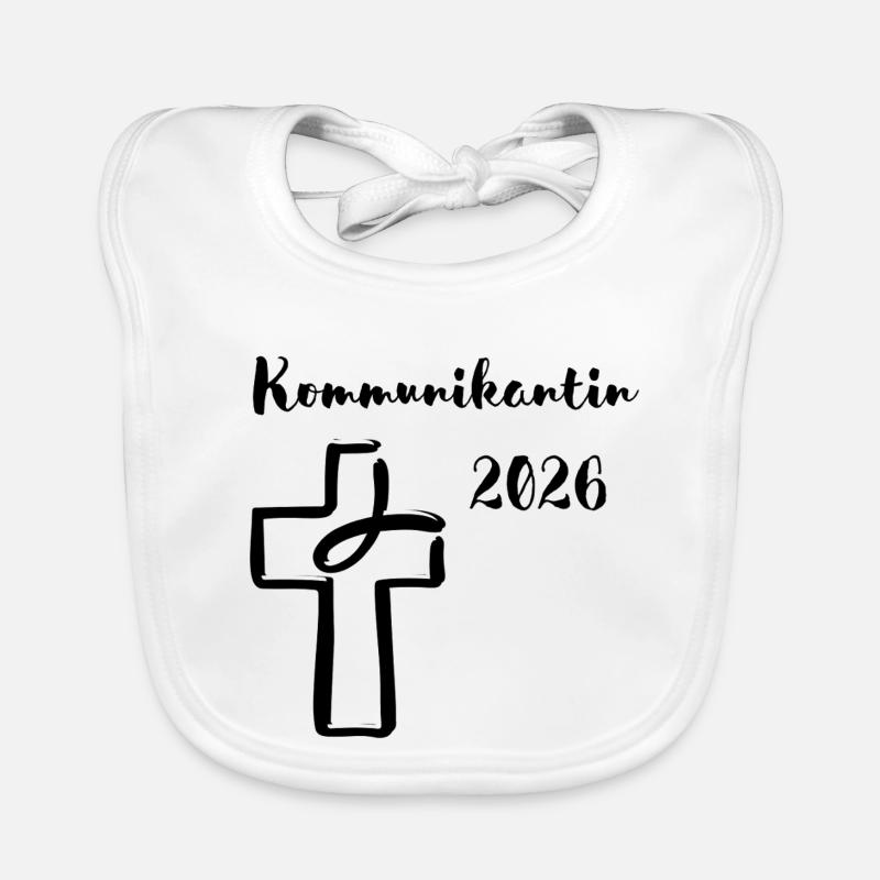 Communiant 2026 Communication initiale Fish Cross Bavoir bio Bébé