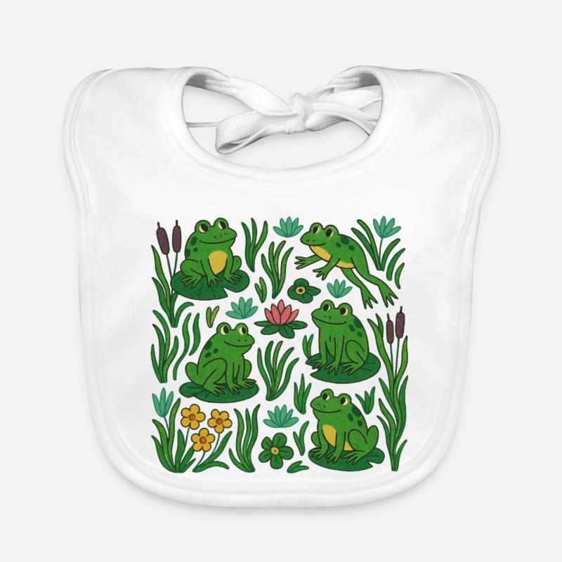 Verdant Frog Pond Scene Organic Baby Bibs