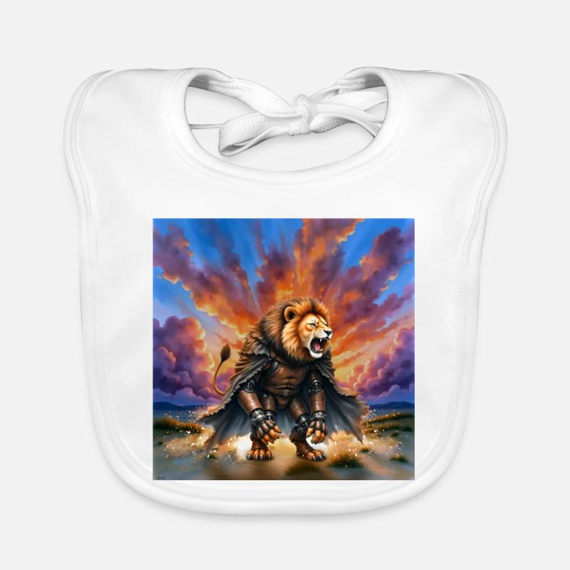 Lion Warrior with Armor and Cape Organic Baby Bibs