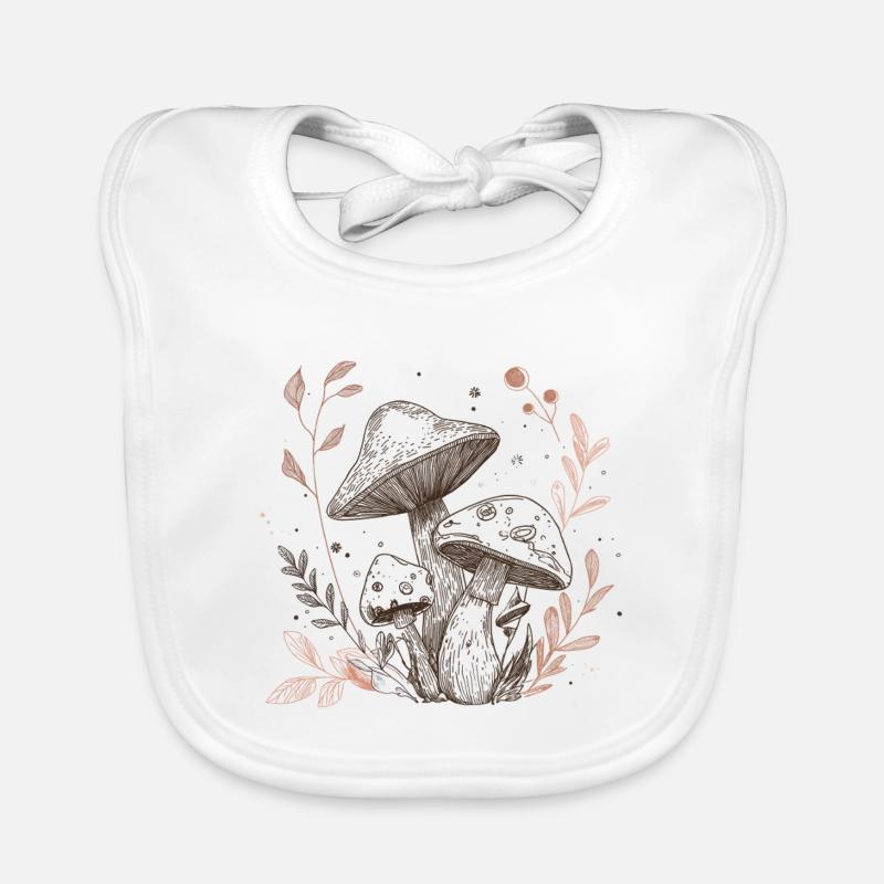 champignon, ramasseur de champignons, cueillette Bavoir bio Bébé