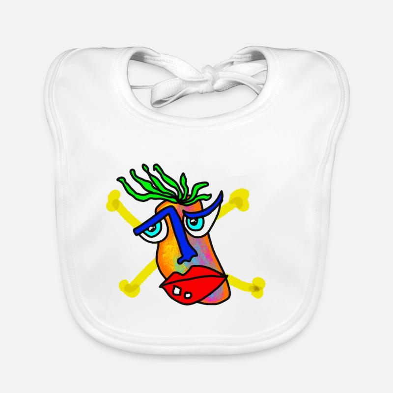 Colorful Face with Bone Backdrop Organic Baby Bibs