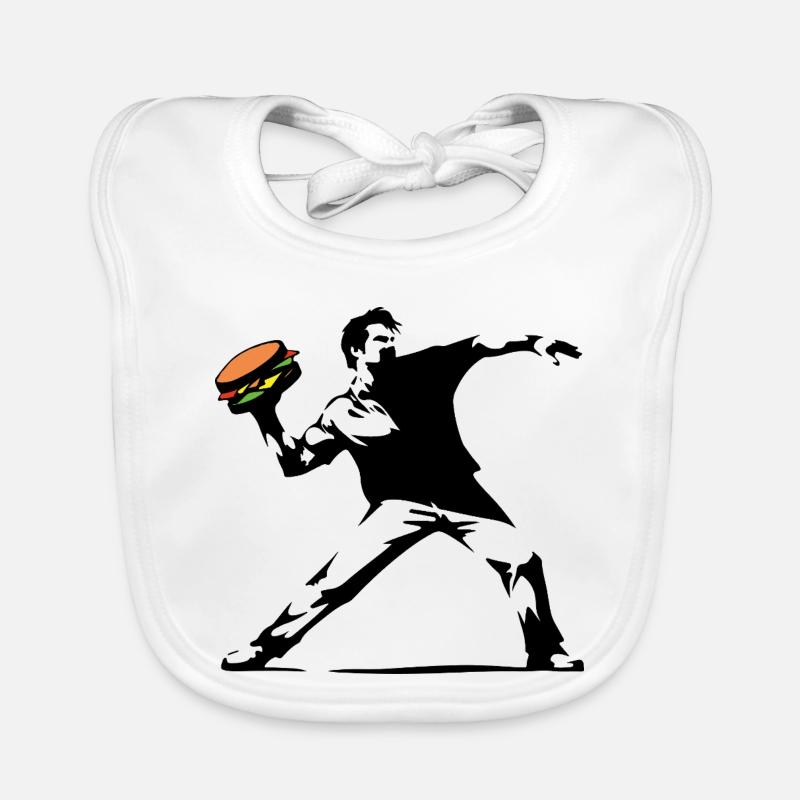 Hamburger Pop Art Burst - Baby Bio-Lätzchen - Weiß