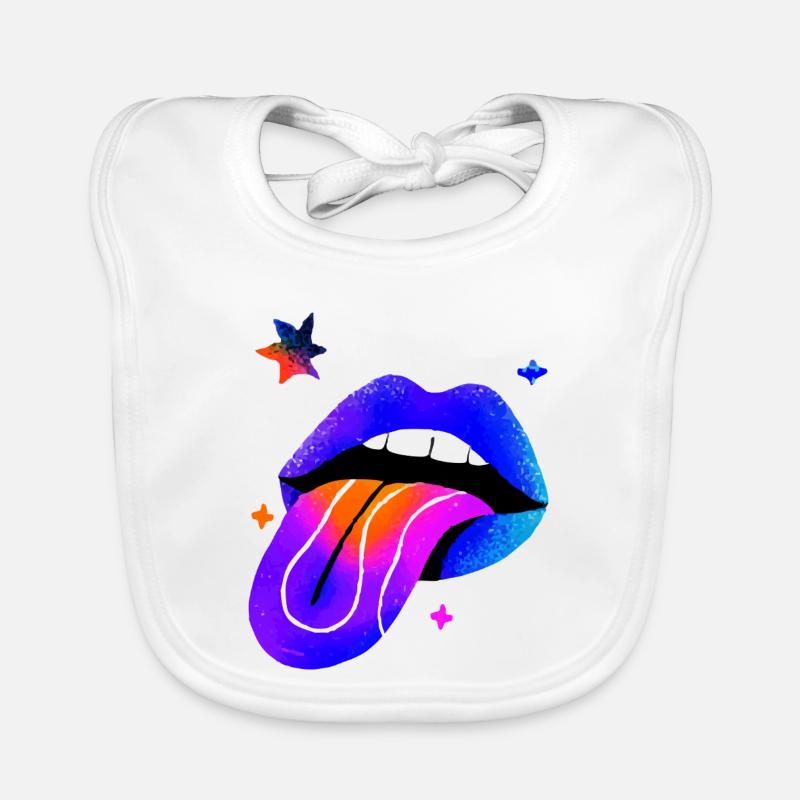Neon Regenbogen Lippen Kunst Baby Bio-Lätzchen