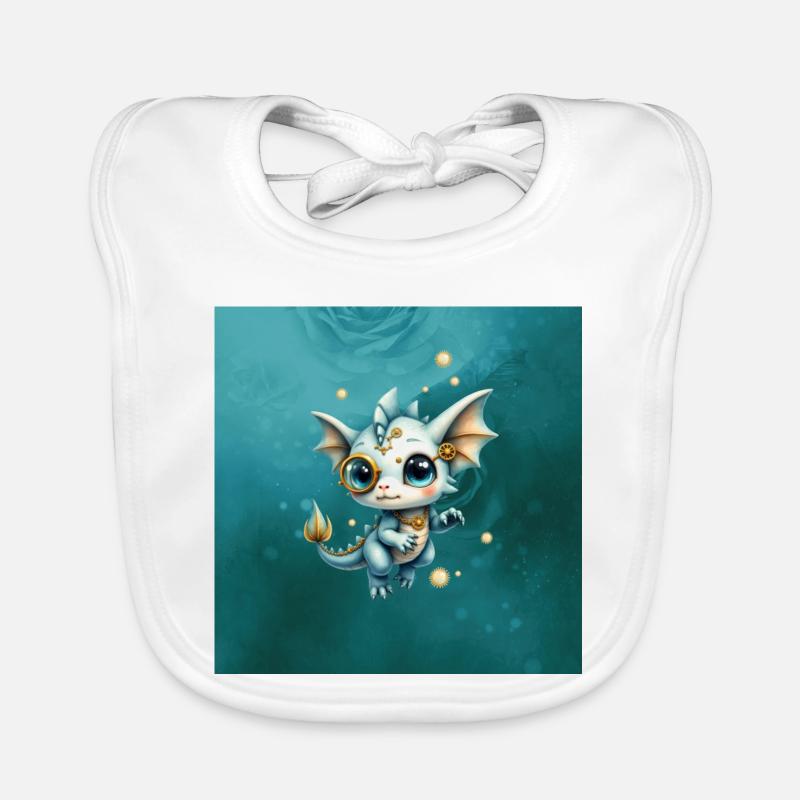 Steampunk Drache Blaues Monokel Baby Bio-Lätzchen