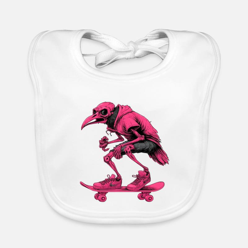 Neon Skater Skeleton Bird Organic Baby Bibs