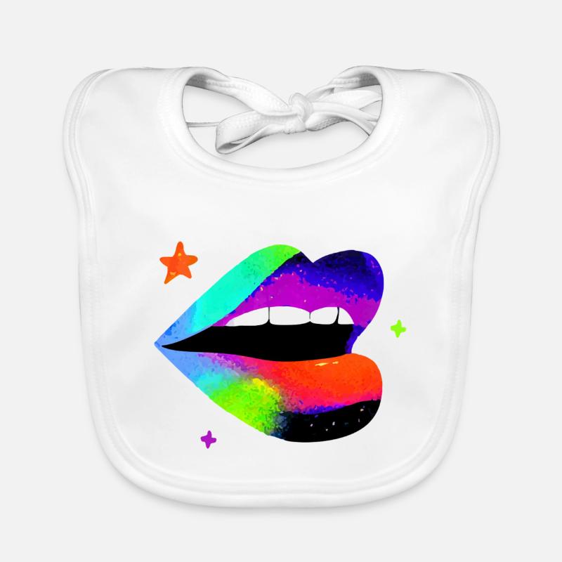 Rainbow Lip Pop Art Organic Baby Bibs
