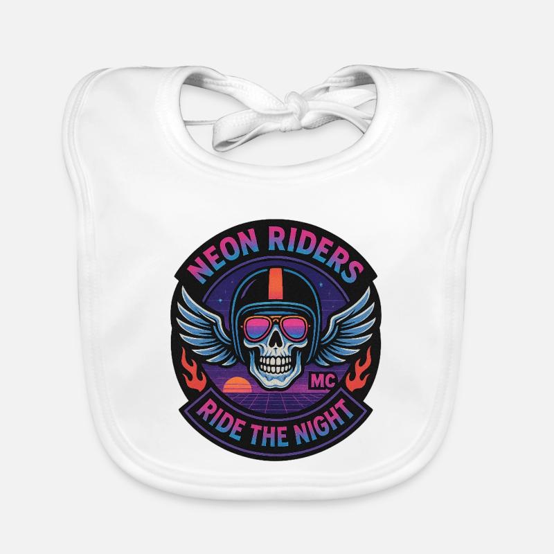 Neon Riders MC Skull Organic Baby Bibs