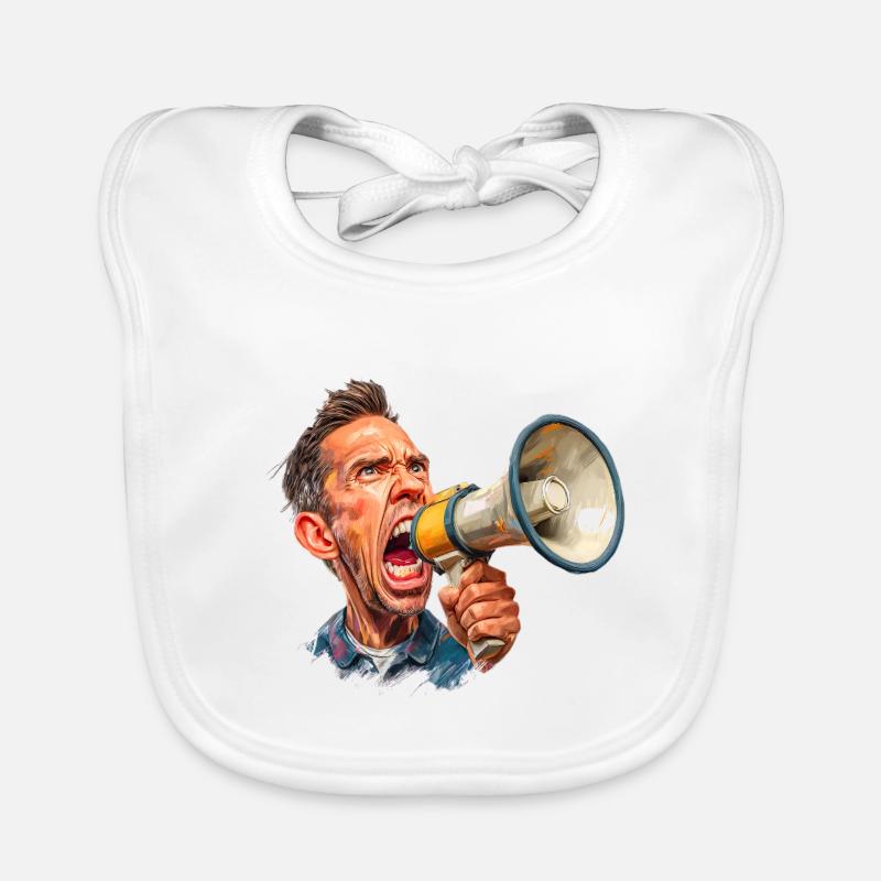 Megafon Ausbruch vom Schiri oder Marktschreier Baby Bio-Lätzchen