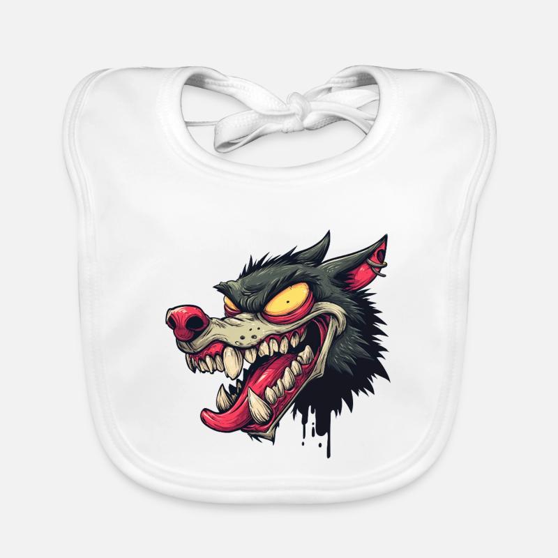 Ferocious Graffiti Wolf Head Organic Baby Bibs