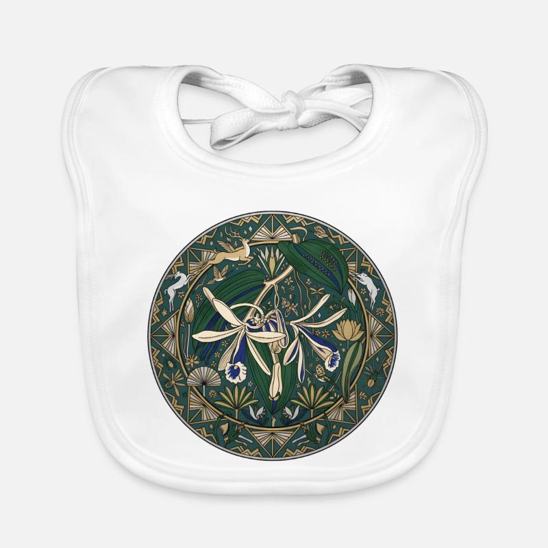 Orchidée vanille et feuillage Bavoir bio Bébé