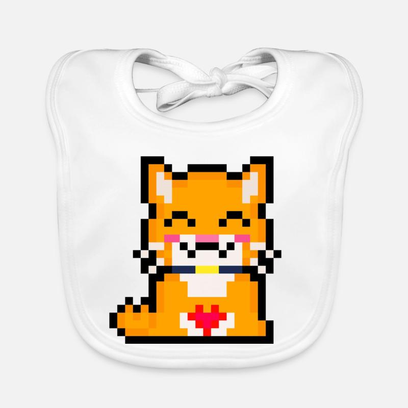 Pixelkatze mit Herz Baby Bio-Lätzchen