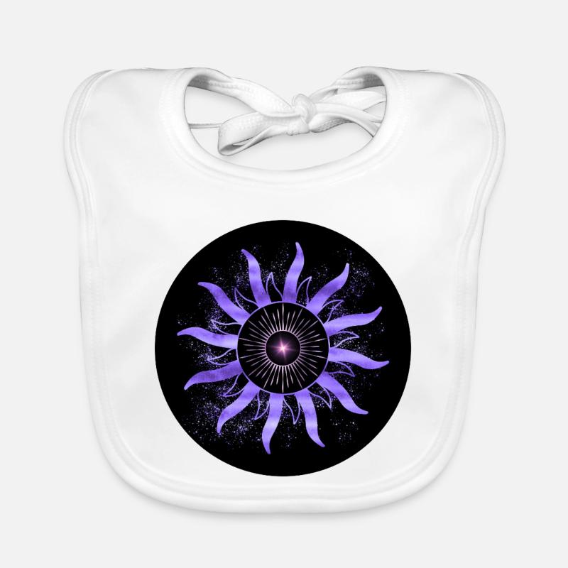 Concentric astral violet sun Organic Baby Bibs