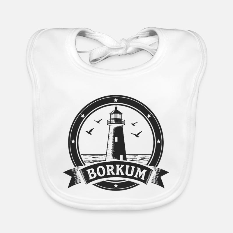 Leuchtturm Borkum Maritimes Emblem Baby Bio-Lätzchen