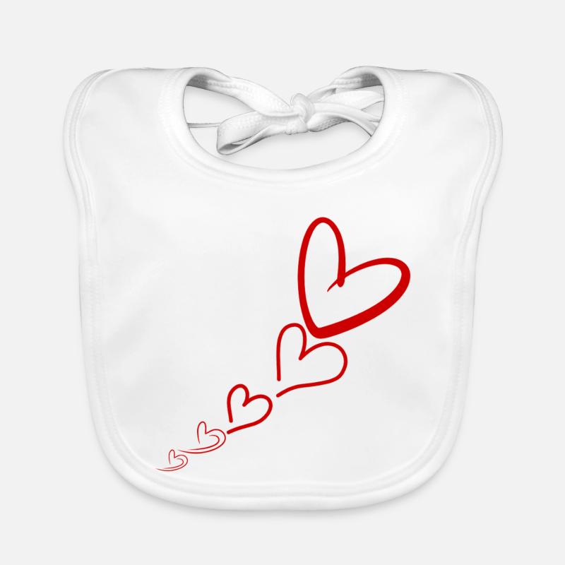 Linear Red Hearts Organic Baby Bibs