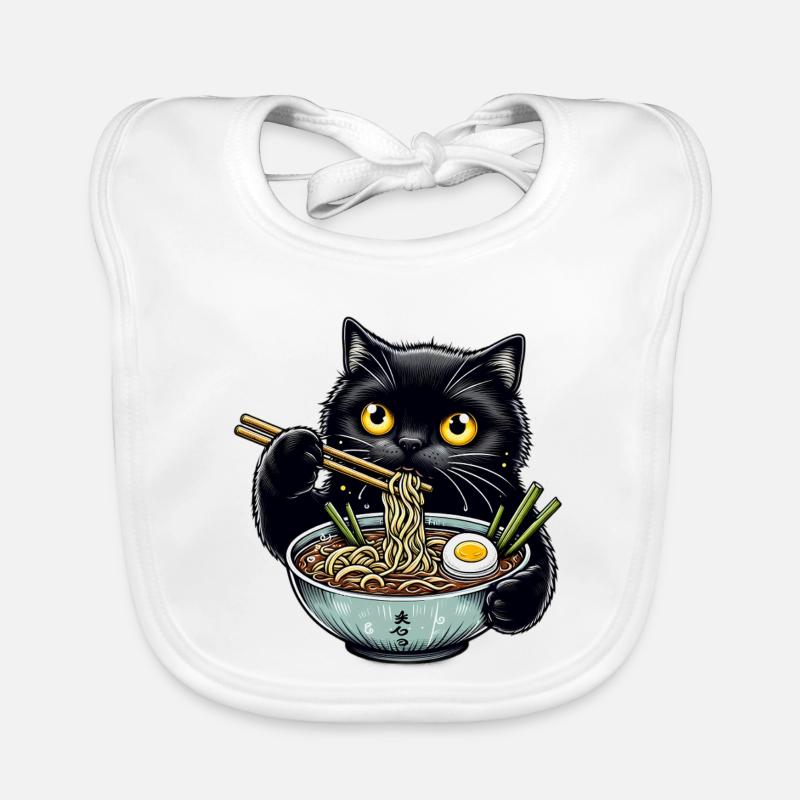 Ramen Schwarze Katze  Baby Bio-Lätzchen