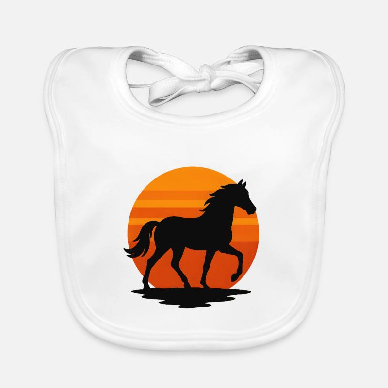 Silhouette de cheval au coucher du soleil Bavoir bio Bébé