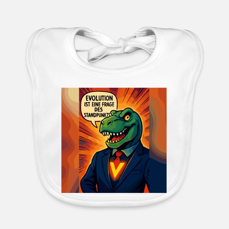 Dino en costume – l’évolution est une question d’opinion - Bavoir bio Bébé - blanc