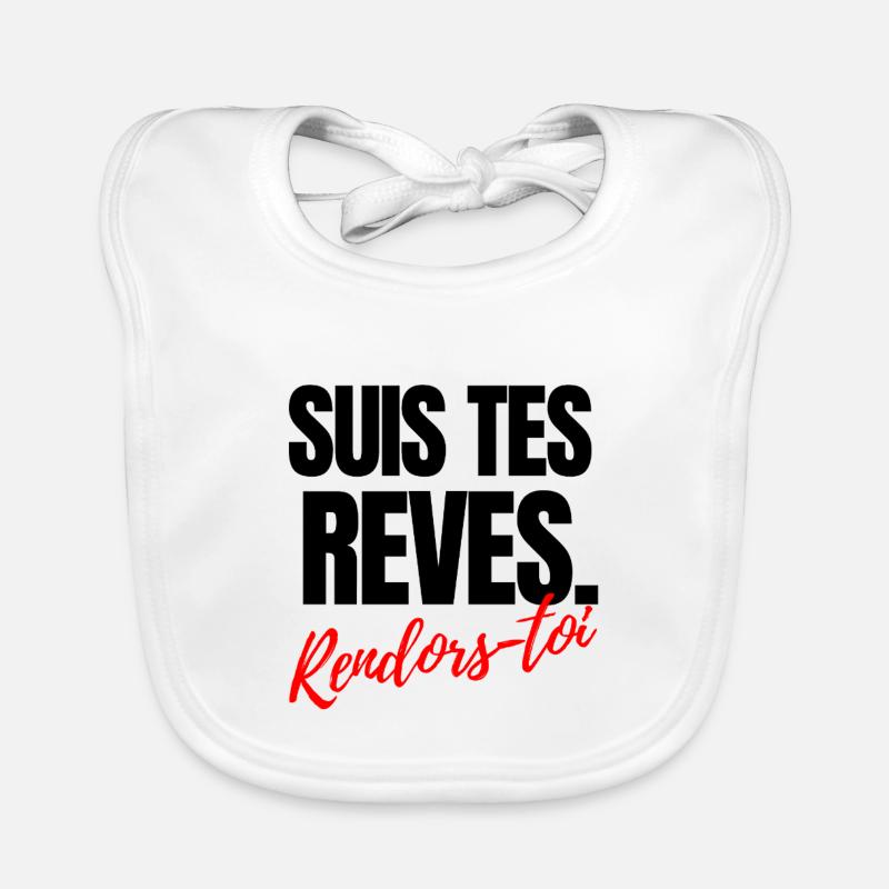 Suis tes rêves rendors toi - Bavoir bio Bébé - blanc