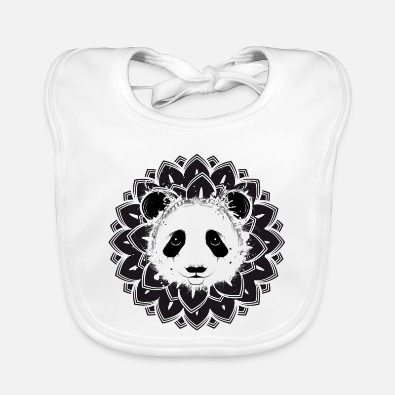 Panda Mandala – harmonisches Tiermotiv  Baby Bio-Lätzchen