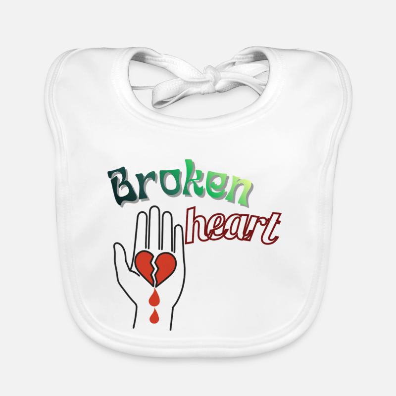 Hand mit gebrochenem Herzen - Baby Bio-Lätzchen - Weiß