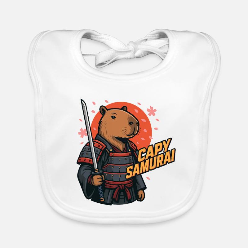 Capy Samurai – Guerrier Zen Capybara 🐾 Bavoir bio Bébé