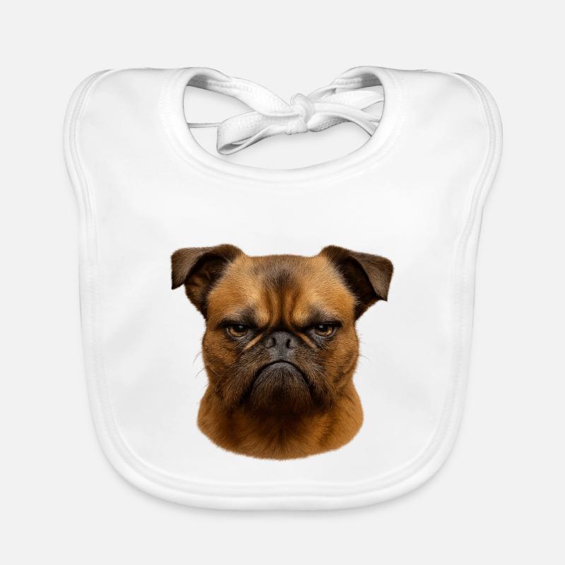 Grim Pug Head Illustration Organic Baby Bibs