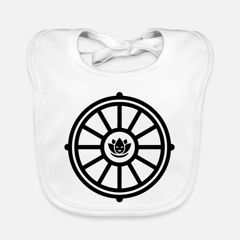 Roue du Dharma avec Lotus | Symbole du bouddhisme Bavoir bio Bébé