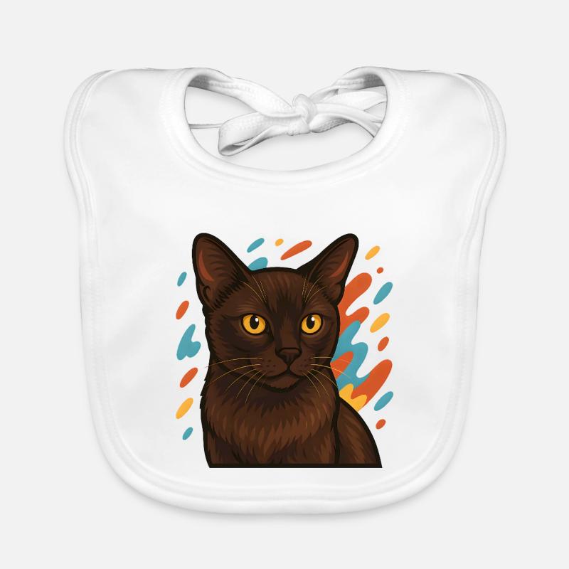 Chat birman avec fond coloré Bavoir bio Bébé