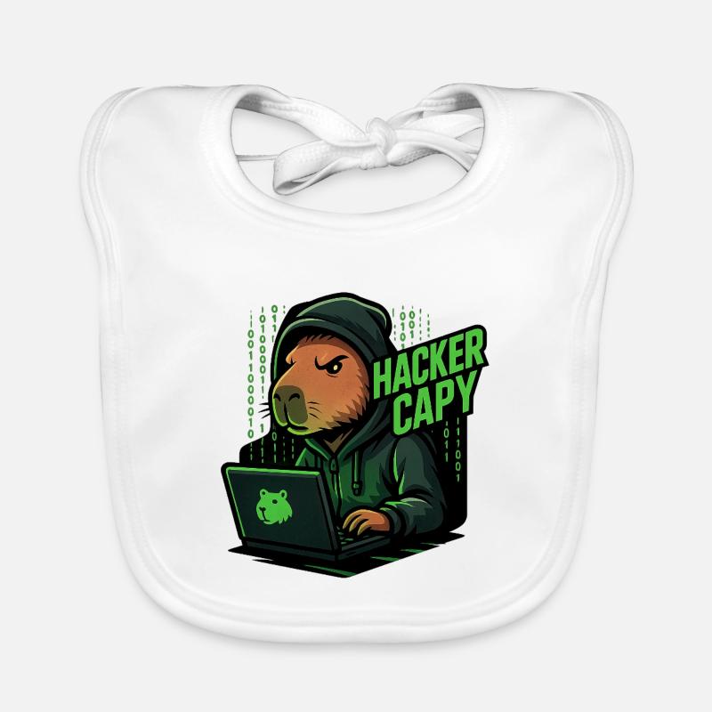 Hacker Capy – Cyber Capybara Tech Organic Baby Bibs