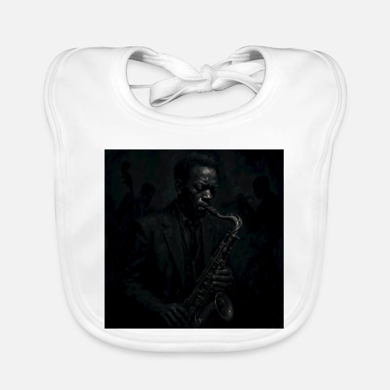 Deep Black Night Saxophon Baby Bio-Lätzchen