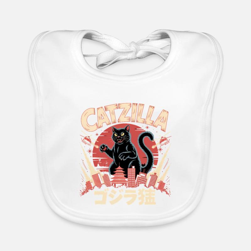 Catzilla - Cute Cat Logo Organic Baby Bibs