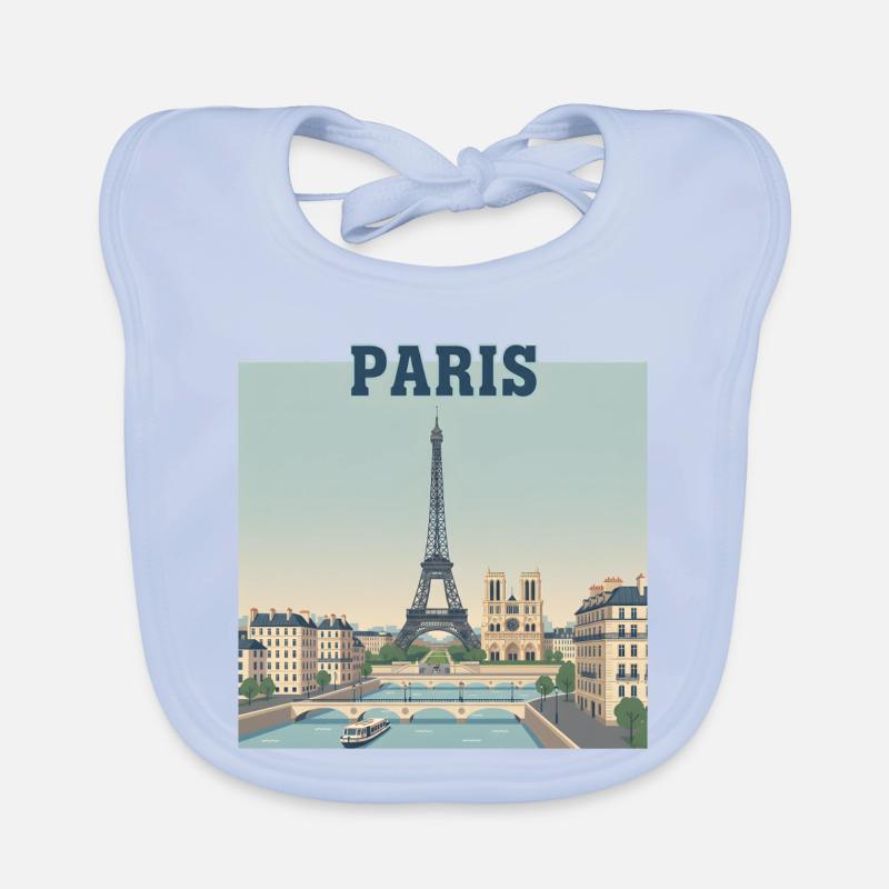 Imprimé Eiffel de la Skyline de Paris Bavoir bio Bébé
