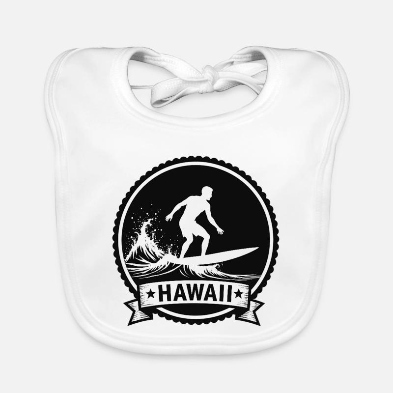 Hawaii Surf Wave Badge Organic Baby Bibs